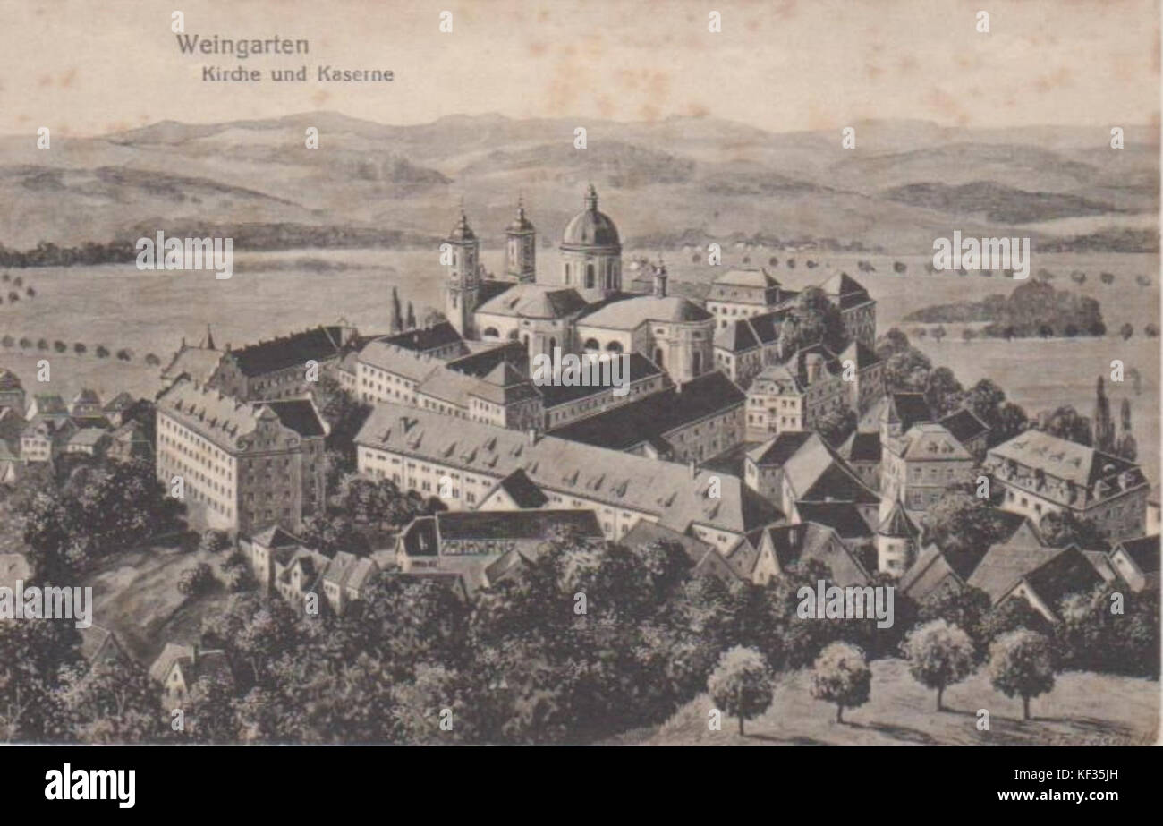 Weingarten Kirche und Kaserne AK Foto Stock