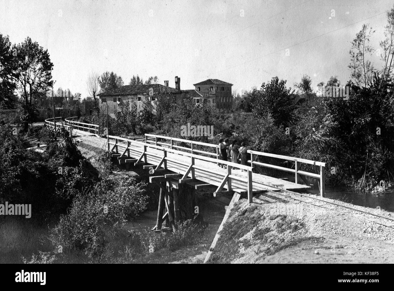 Ponte ferroviario, ponte di legno, ferrovia a scartamento ridotto 73702 Foto Stock