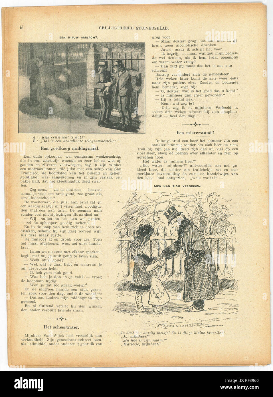 Una pagina della pubblicazione "Stuivers Blad", datata 9 maggio 1915. Questo pezzo storico offre approfondimenti sulla cultura europea dei primi anni del XX secolo e sugli eventi attuali dell'epoca. Foto Stock