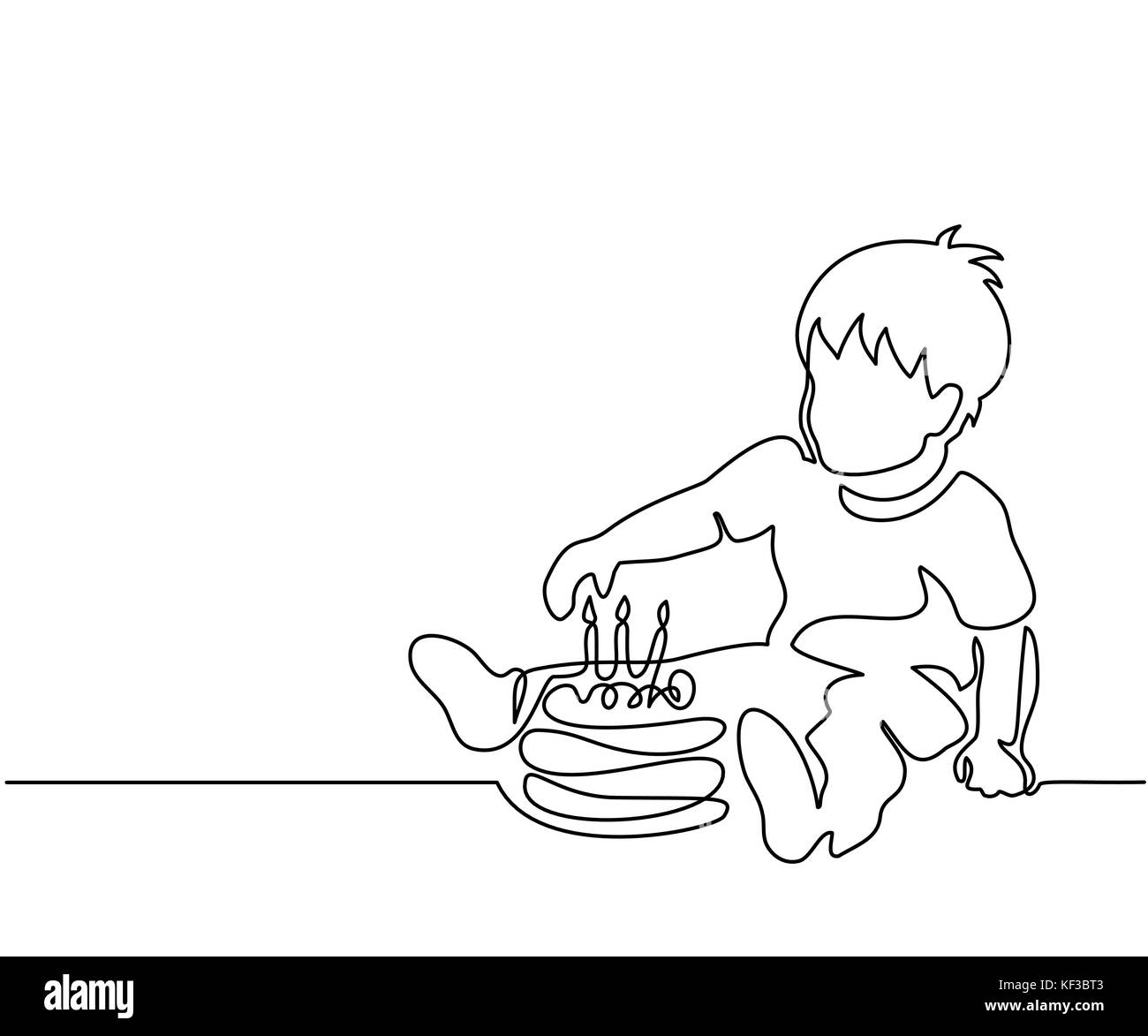 Ragazzino con torta di compleanno Illustrazione Vettoriale