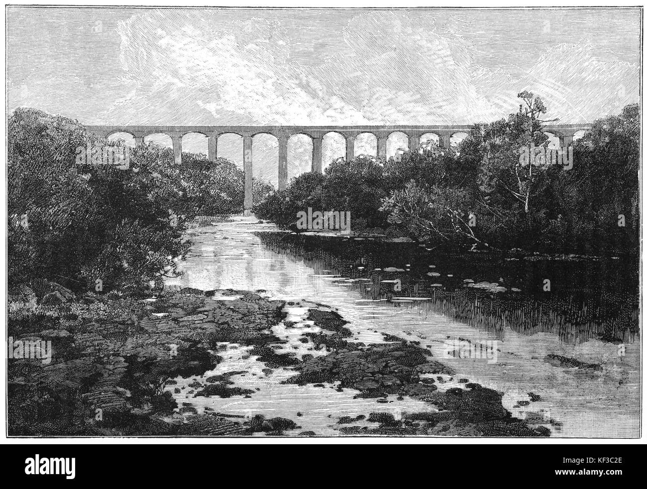 1890: l'Acquedotto Pontcysyllte è un acquedotto navigabile che porta il Llangollen Canal attraverso il fiume Dee in North East Wales. Il 18-pietra arcuato e struttura in ghisa, ha avuto dieci anni per costruire, è stata completata nel 1805. Ora è il più antico e il più lungo acquedotto navigabile in Gran Bretagna e la più alta del mondo. Denbighshire, il Galles del Nord. Foto Stock