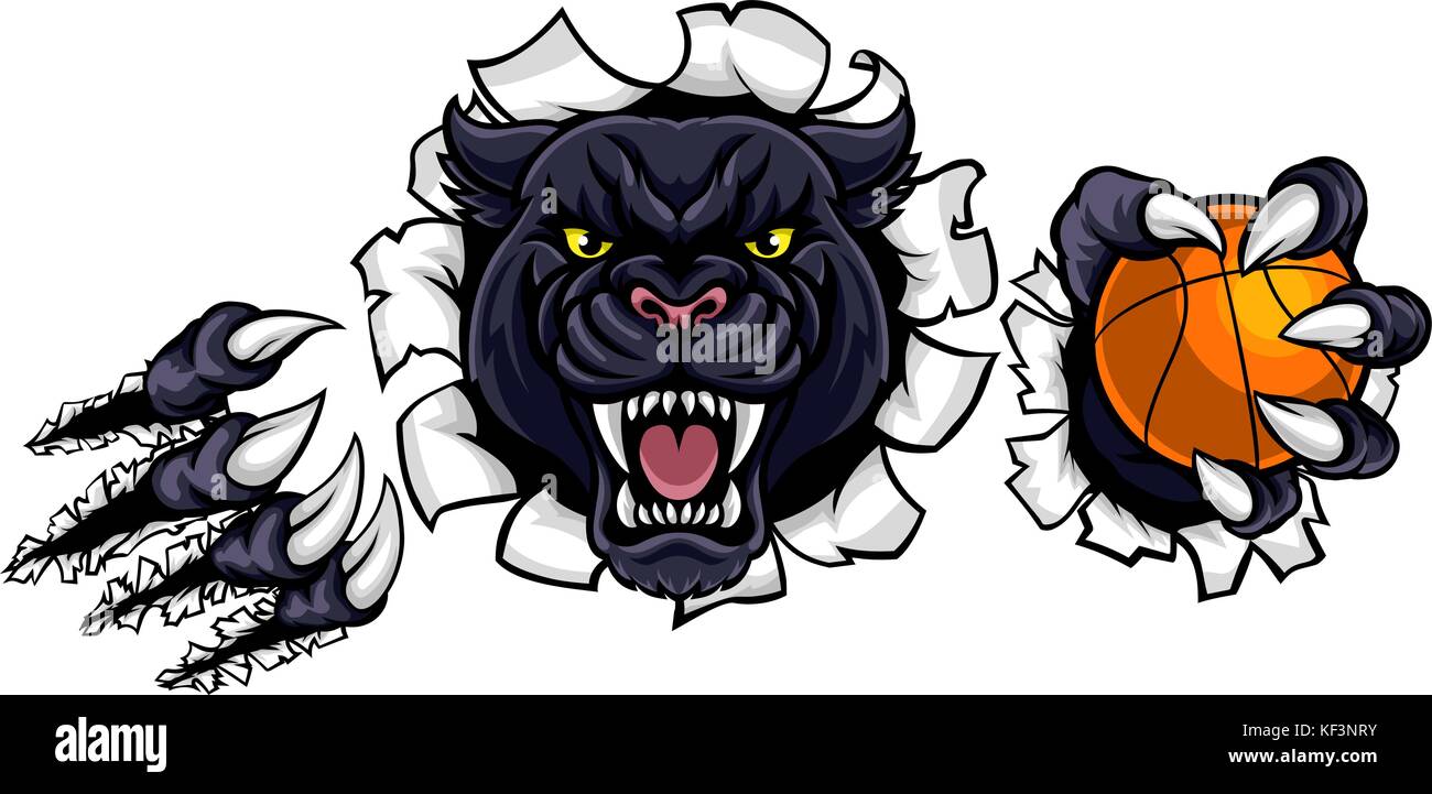 Black Panther mascotte di pallacanestro Illustrazione Vettoriale