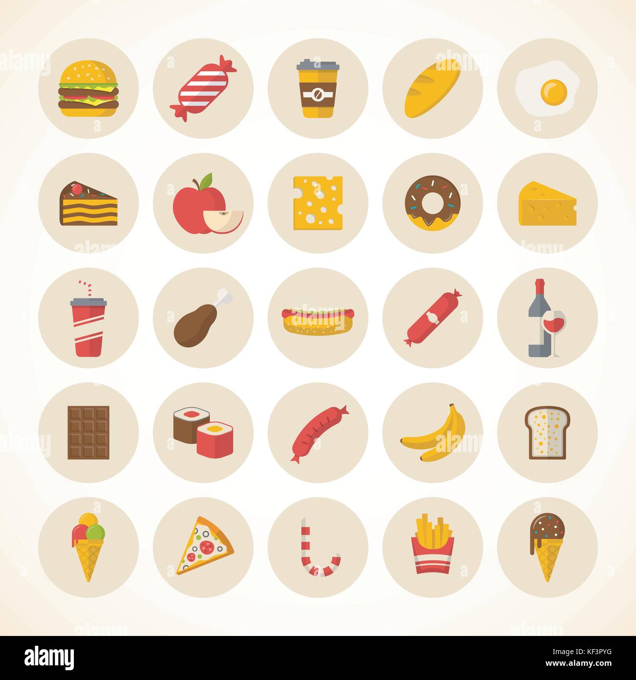 Cibo e bevande design piatto icone eps vettoriali10 Illustrazione Vettoriale