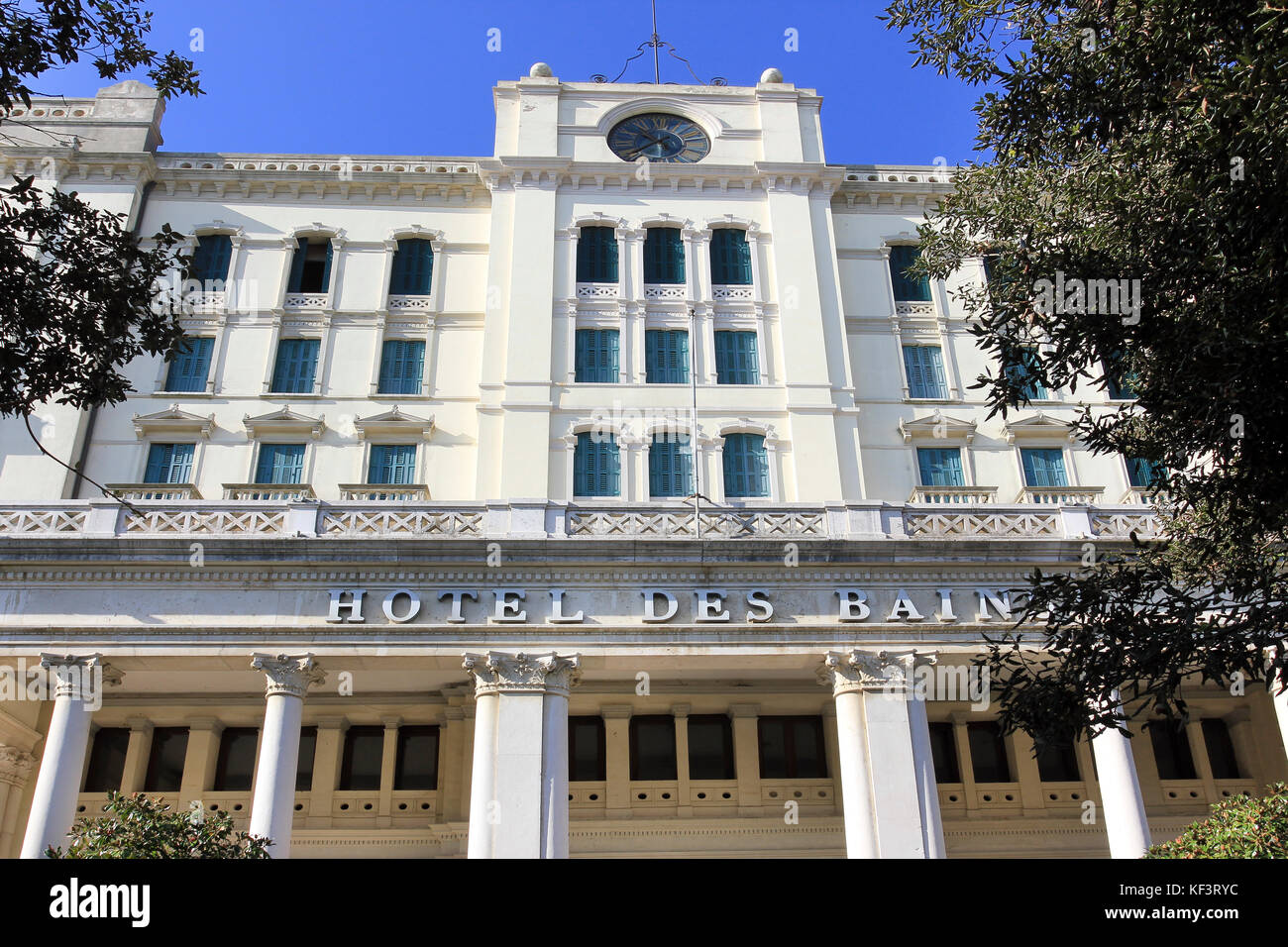 L'entrata frontale dell'Hotel Des Bains. Il Lido di Venezia. Famoso per il romanzo Morte a Venezia (Thomas Mann) e il film di Visconti. Foto Stock