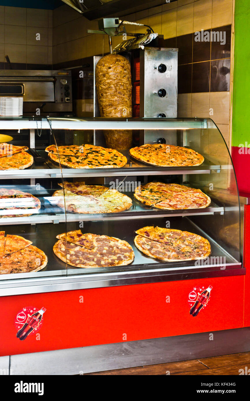 La pizza e il kebab on-the-go shop a Praga Foto Stock