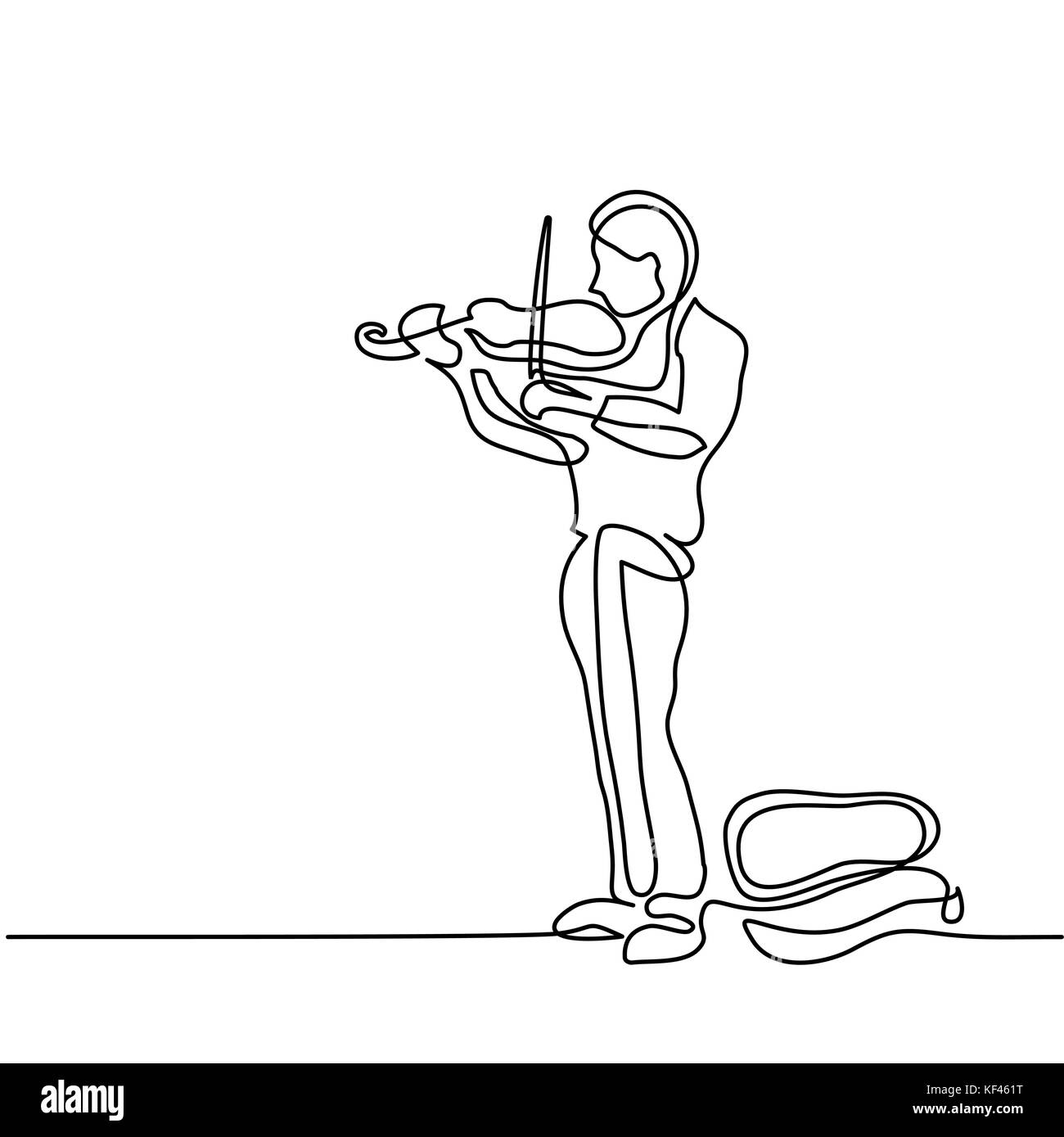 Musicista di strada uomo a suonare il violino Illustrazione Vettoriale