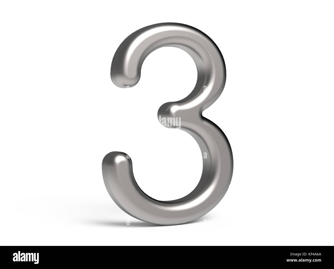 3D render numero metallico 3, sottile e lucida 3D figura design Foto Stock