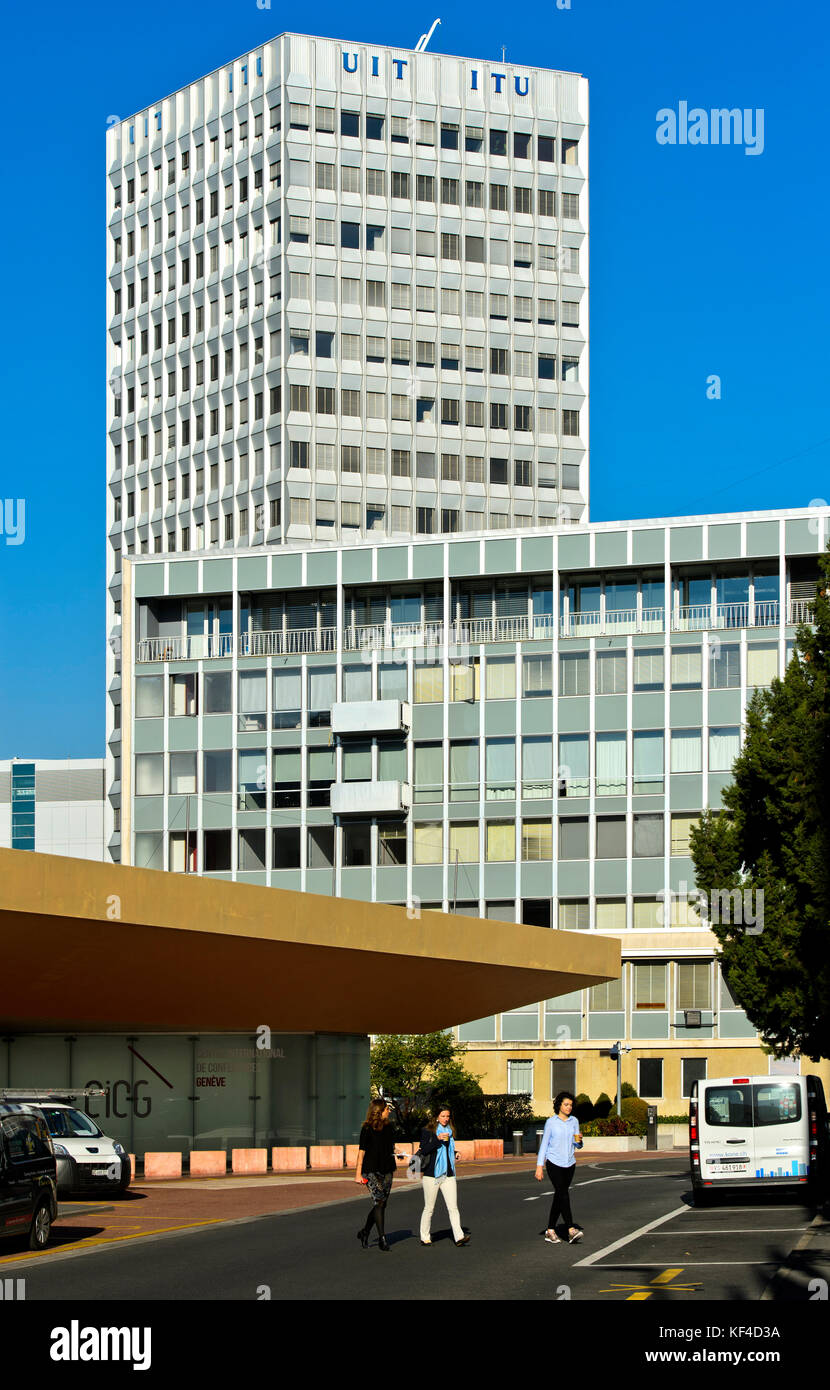 Sede dell'Unione delle telecomunicazioni, UIT, Ginevra, Svizzera Foto Stock