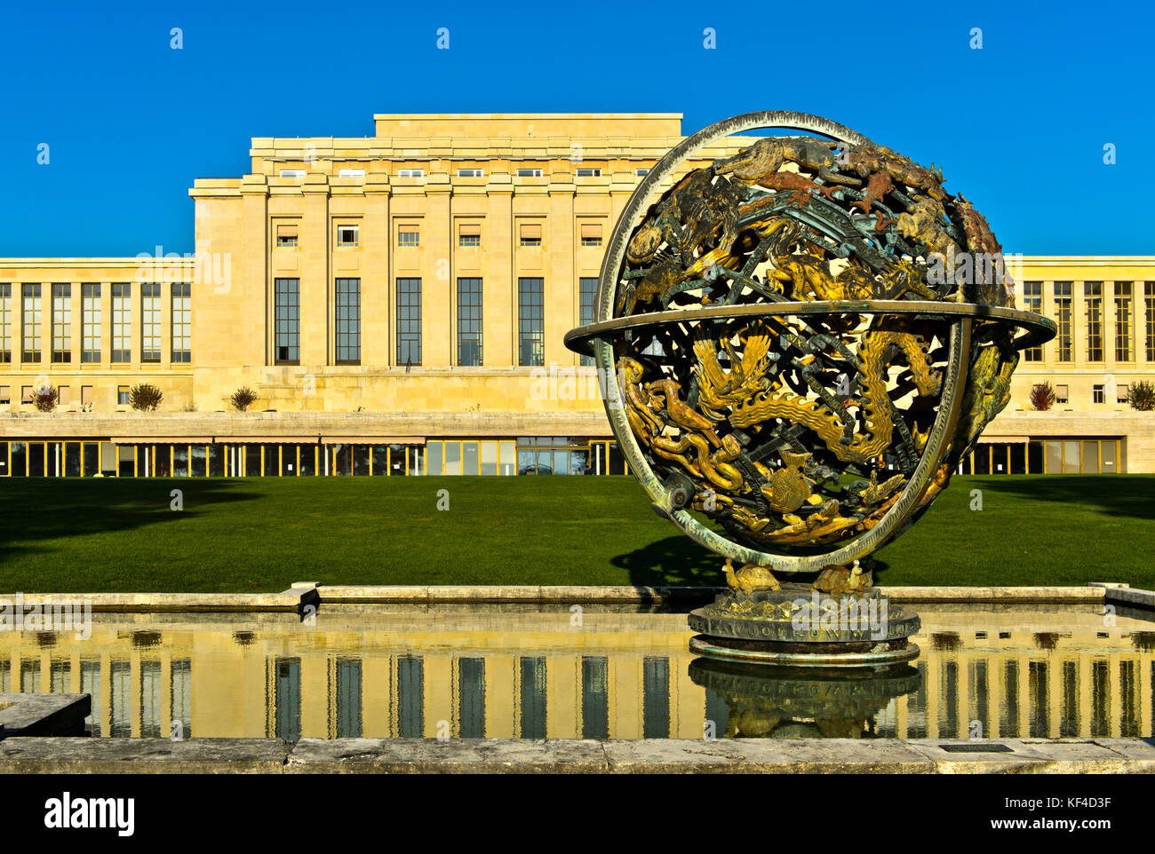 Celestial Sphere Woodrow Wilson Memorial, Palais des Nations, Nazioni Unite, Ginevra, Svizzera Foto Stock