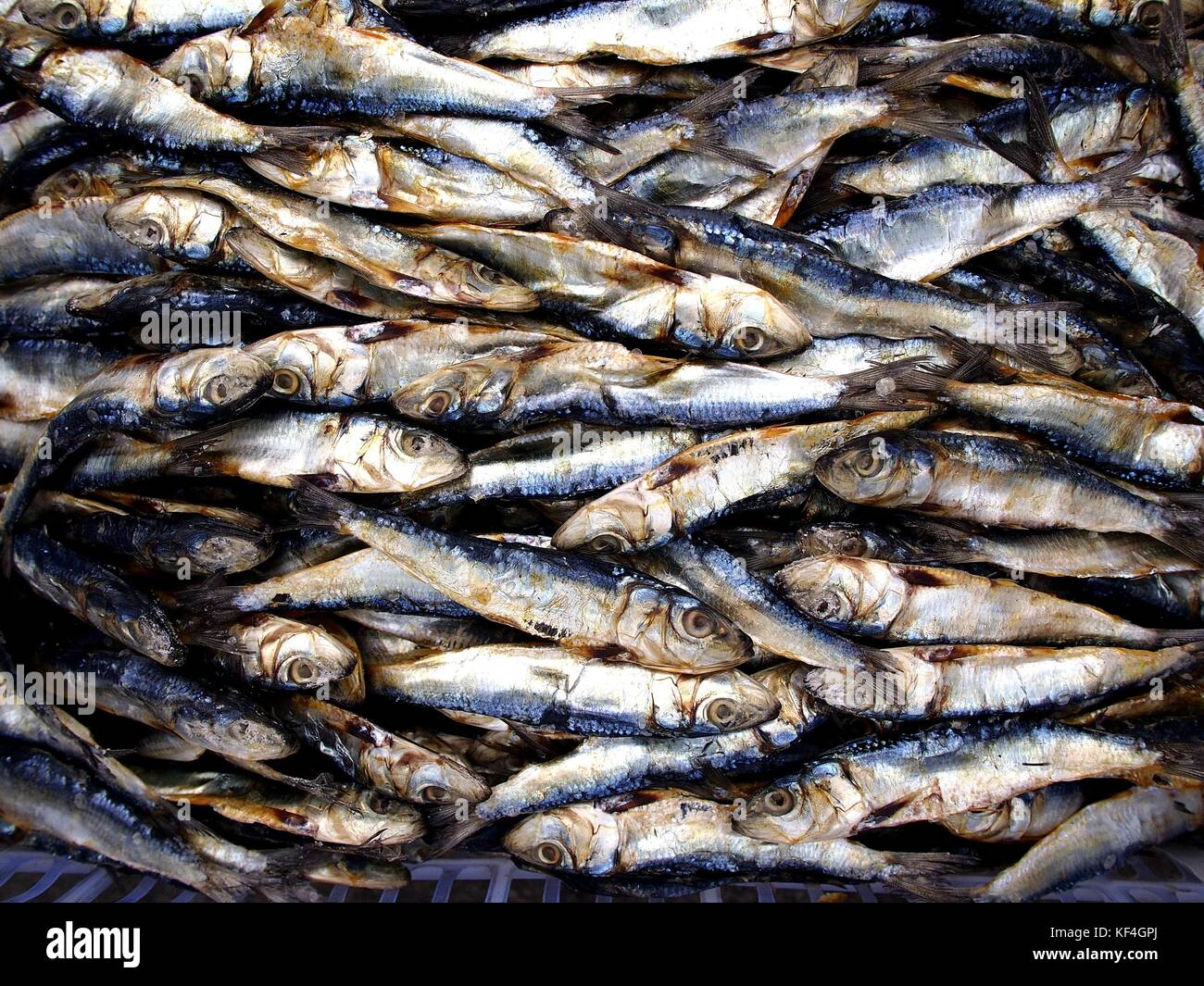 Foto di un mucchio di pesci secchi Foto Stock