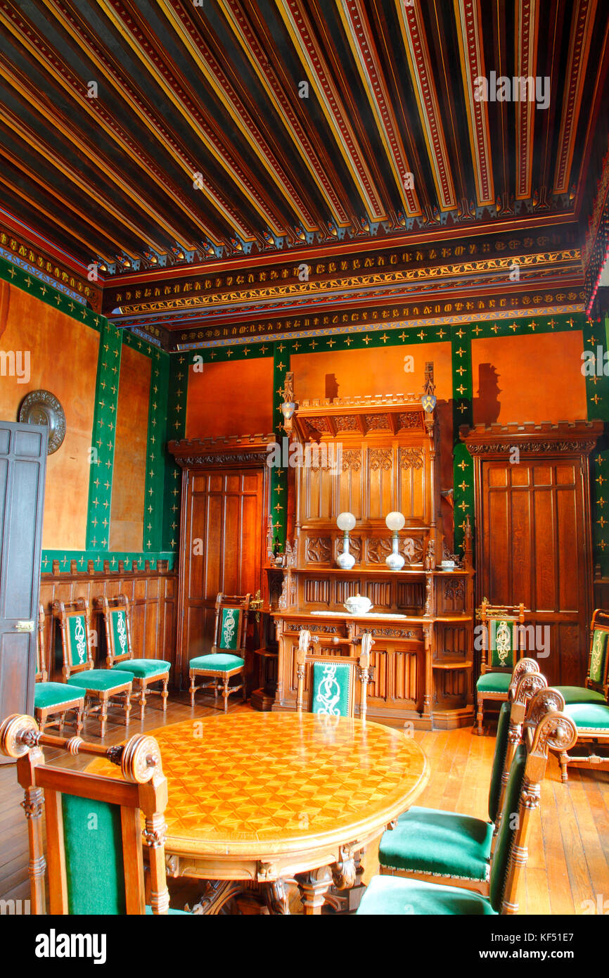 Francia Aquitania pirenei atlantiques (64), paese basco, provincia di labord, Hendaye, abbadia castello, la sala da pranzo Foto Stock