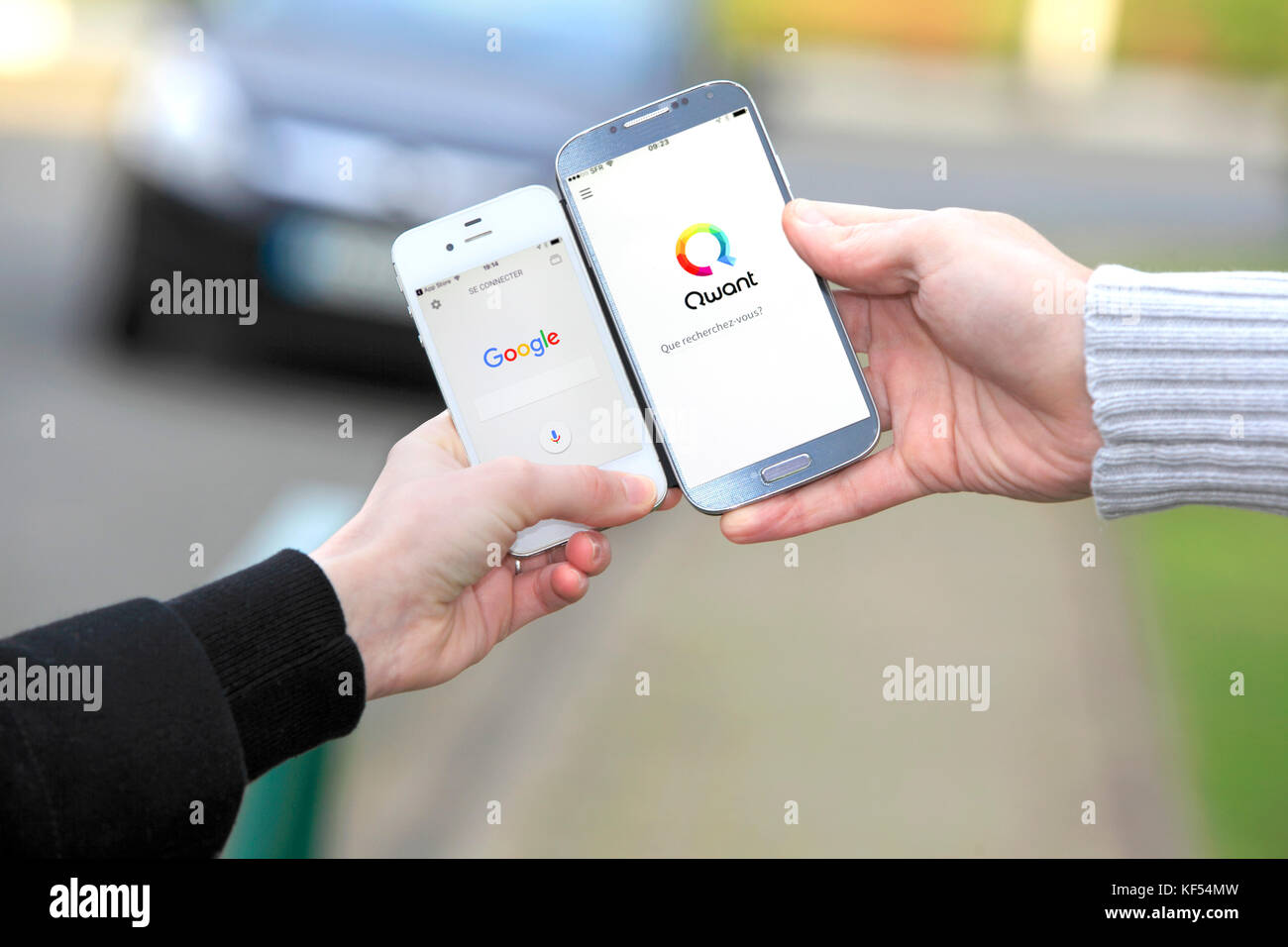 Qwant. francese il motore di ricerca di Google e Foto Stock