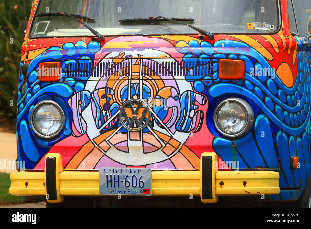 USA, California, la Jolla Cove, autobus Volskwagen Foto Stock