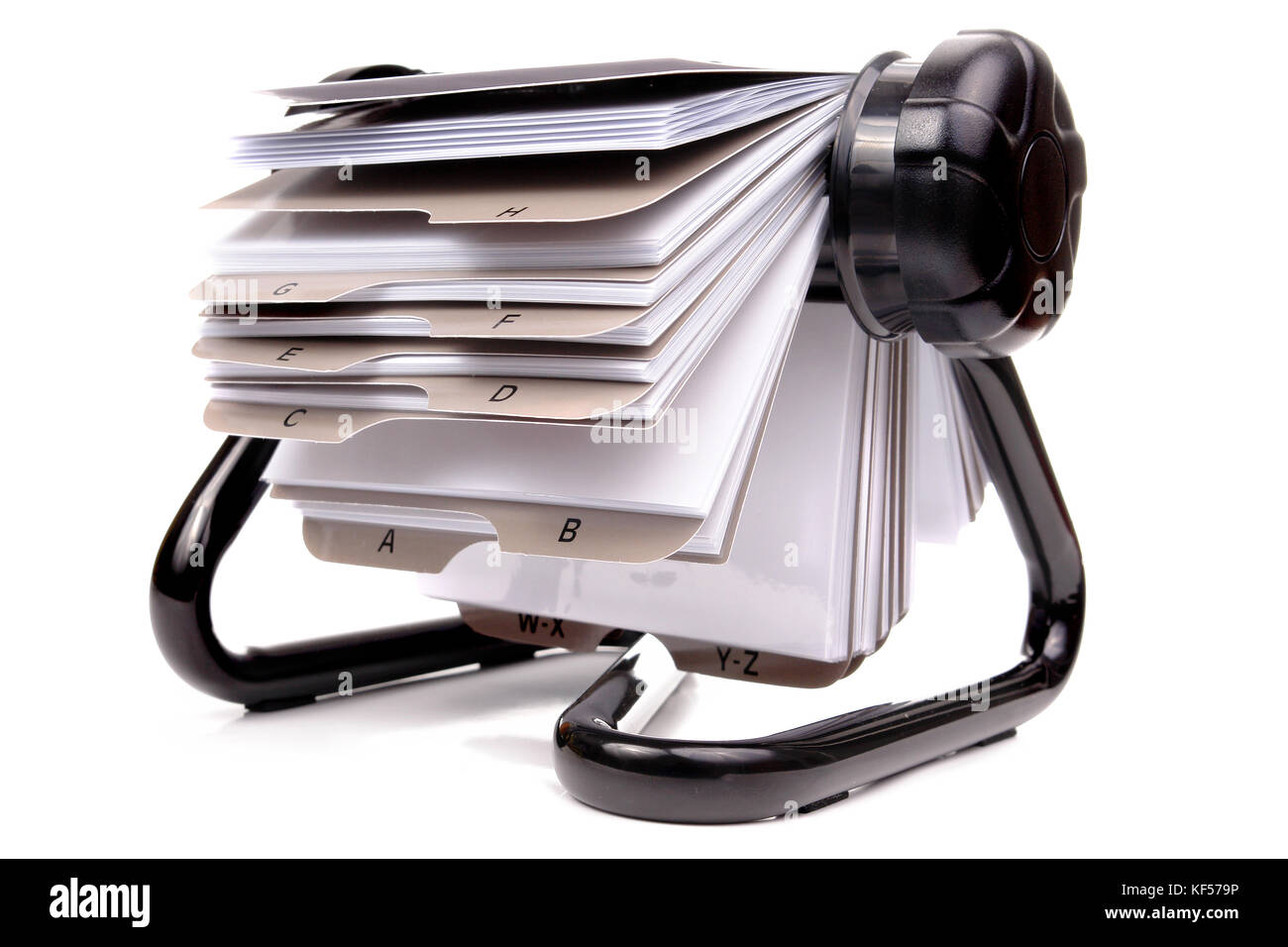 Nome girevole il titolare della carta isolato su sfondo bianco Foto Stock