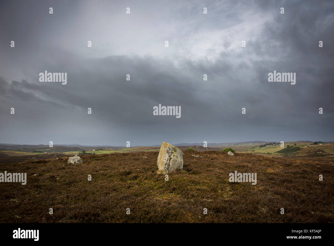Achnagarron pietre permanente nei pressi di Rogart, Sutherland, Highlands scozzesi, REGNO UNITO Foto Stock