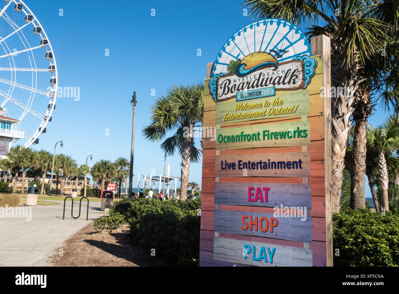 Myrtle Beach Boardwalk segno, South Carolina, Stati Uniti d'America Foto Stock