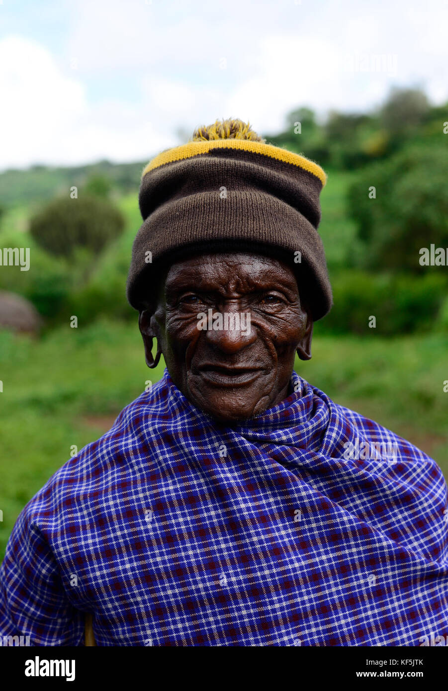 Ritratto di un anziano uomo Masai. Foto Stock