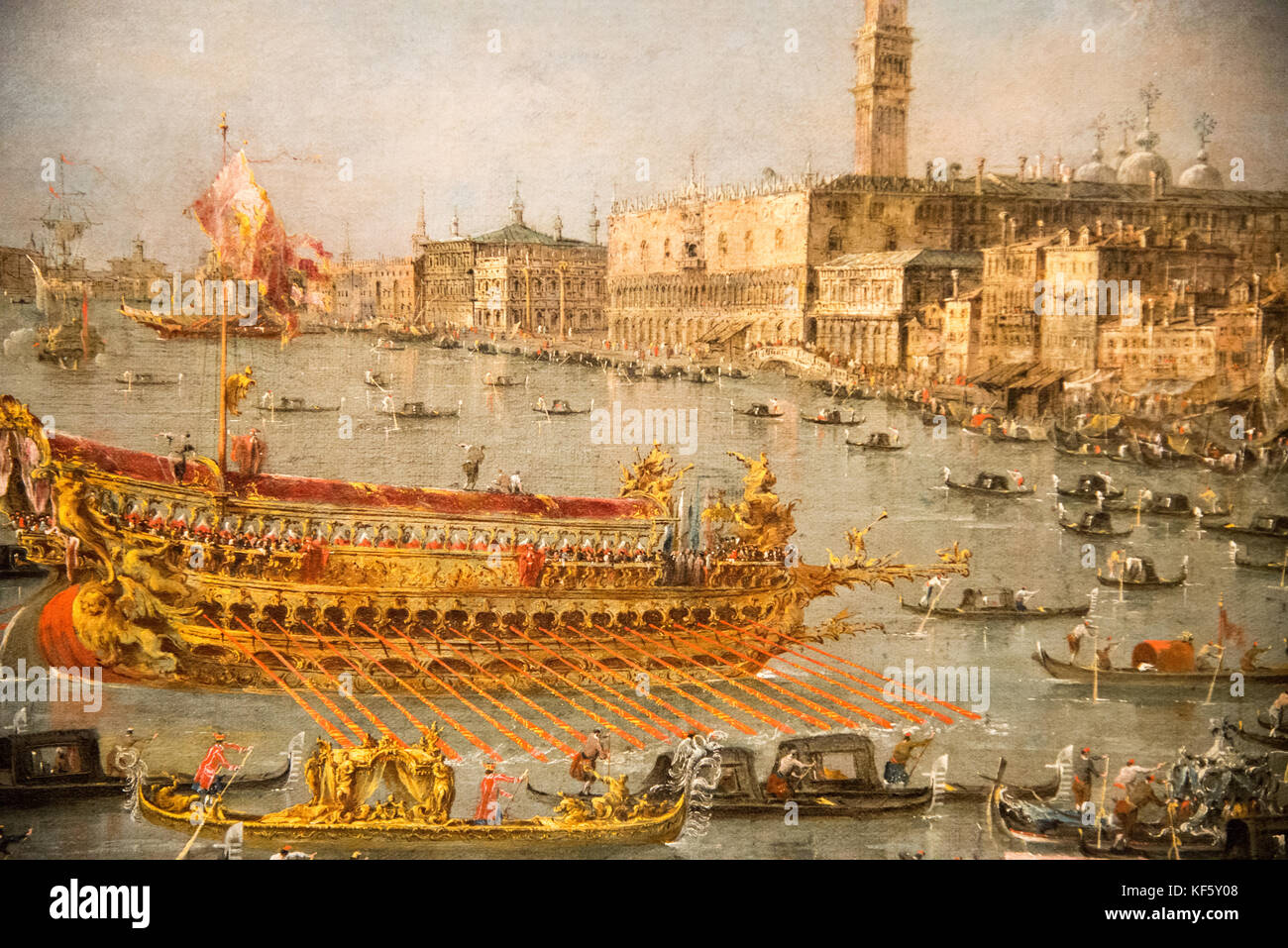 Dettaglio del dipinto "Il bucintoro festival di Venezia' da Francesco Guardi Foto Stock
