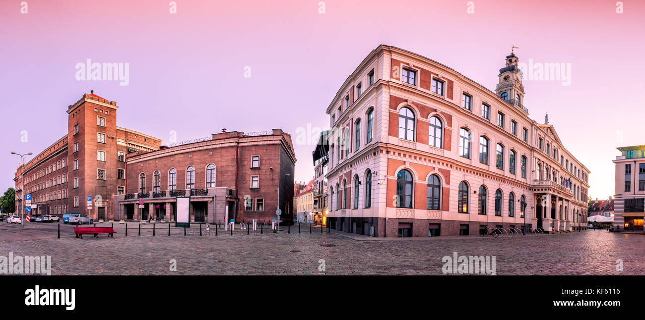 Piazza del municipio riga old town, Lettonia Foto Stock