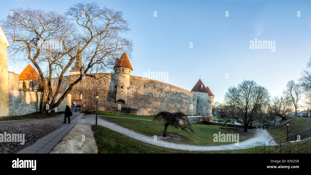 Mura medievali della città di Tallinn, Estonia Foto Stock