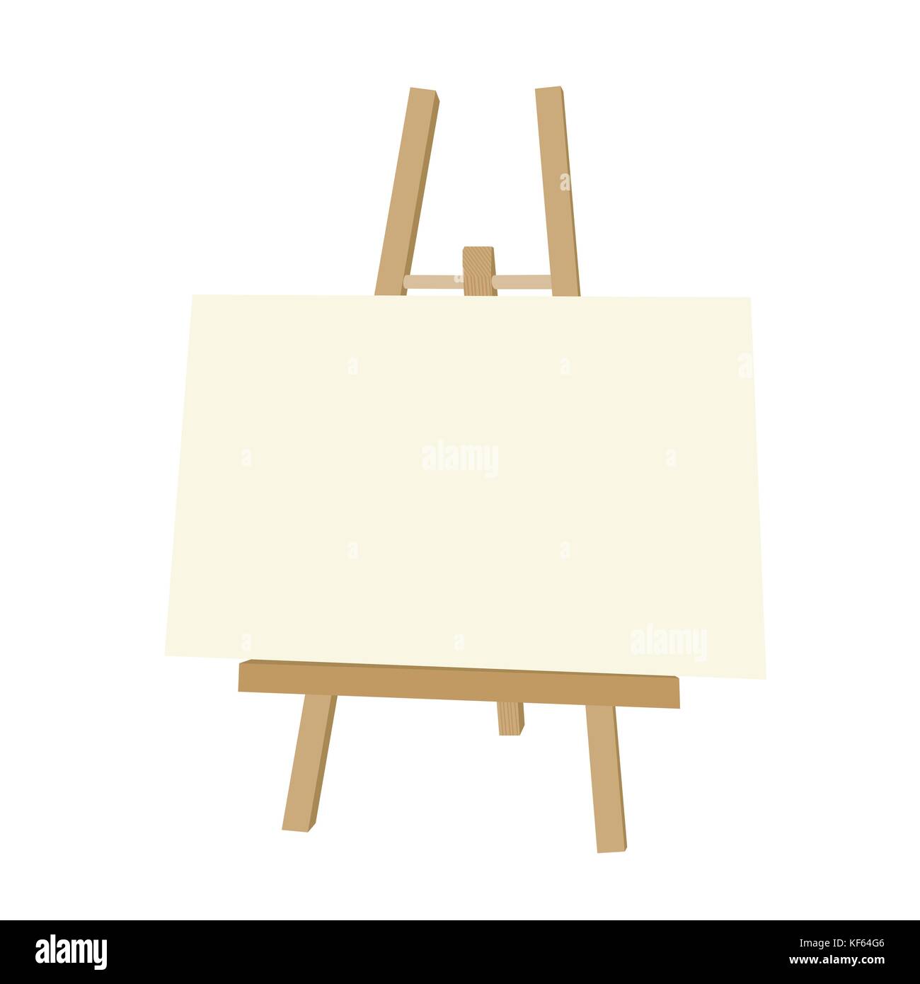 Illustrazione Vettoriale del cavalletto di legno con carta bianca, isolati su sfondo bianco Illustrazione Vettoriale