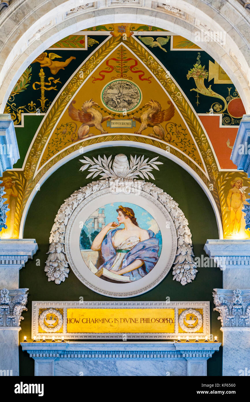 La Biblioteca del Congresso di Washington, DC. Thomas Jefferson Building. La filosofia di Robert Reid. Foto Stock