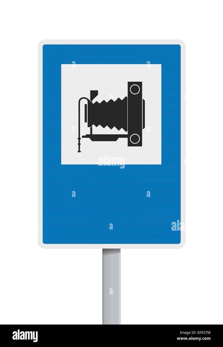 Illustrazione vettoriale della fotografia spagnola o punto di vista cartello stradale Illustrazione Vettoriale