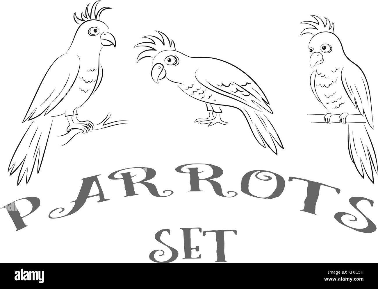 Pappagalli contorni Illustrazione Vettoriale