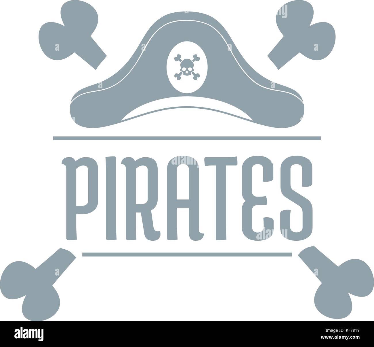 Pirata logo di osso, semplice stile grigio Illustrazione Vettoriale