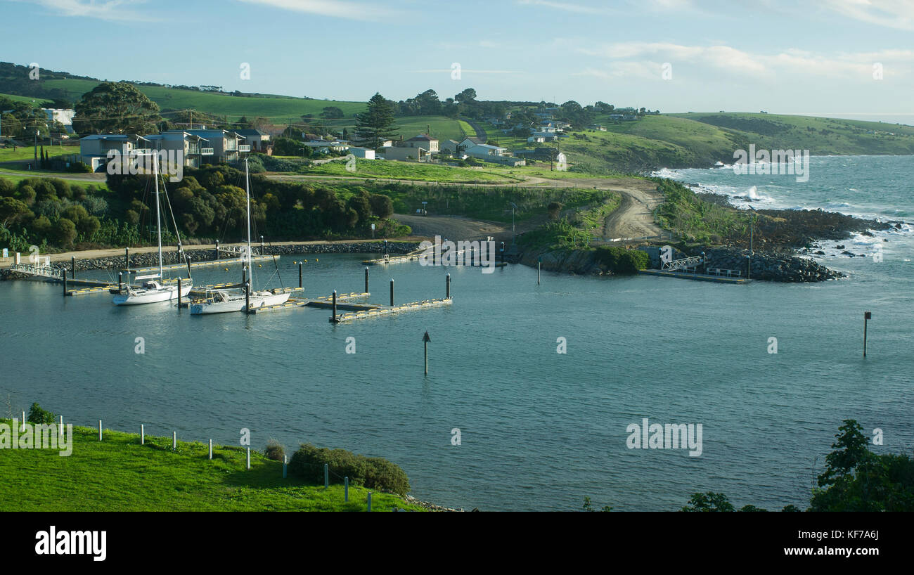 Vista della città di penneshaw su Kangaroo Island in Australia del Sud durante l'inverno. Foto Stock