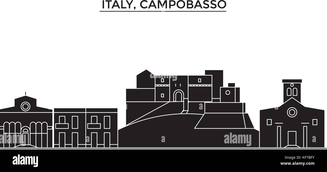 L'Italia, Campobasso vettore architettura dello skyline della città, viaggi cityscape con i punti di riferimento degli edifici, siti isolati su sfondo Illustrazione Vettoriale