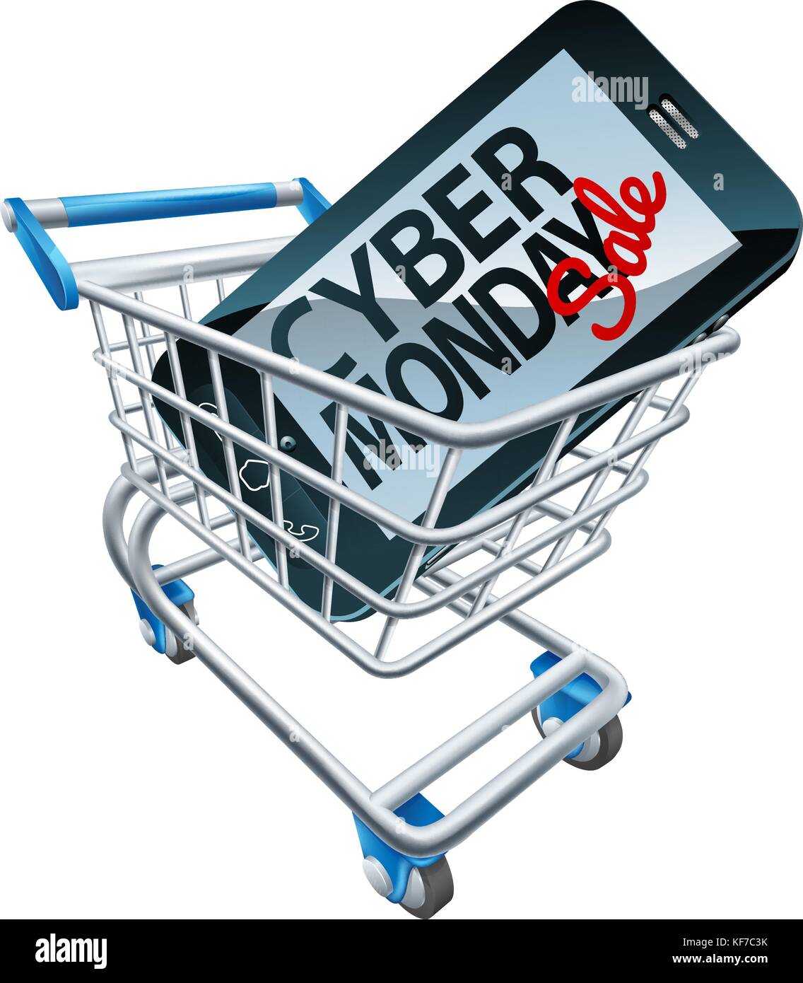 Cartello del carrello del telefono con vendita Cyber Monday Illustrazione Vettoriale
