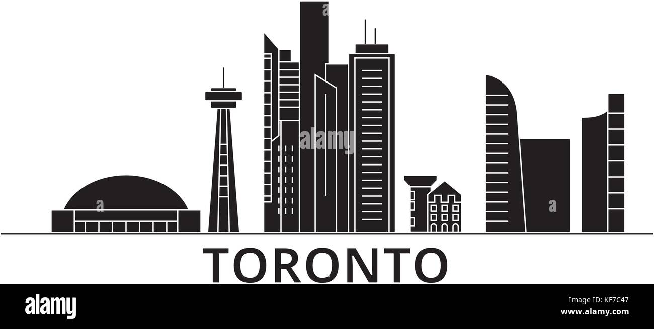 Architettura di Toronto il vettore dello skyline della città, viaggi cityscape con i punti di riferimento degli edifici, siti isolati su sfondo Illustrazione Vettoriale