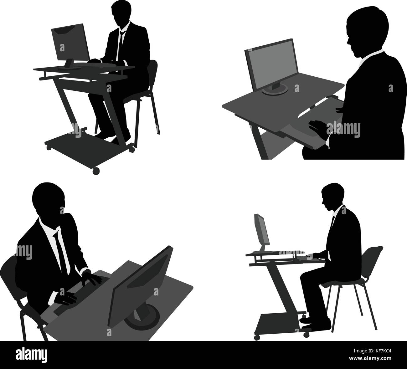 Uomo d affari al lavoro sul suo computer - vettore Illustrazione Vettoriale