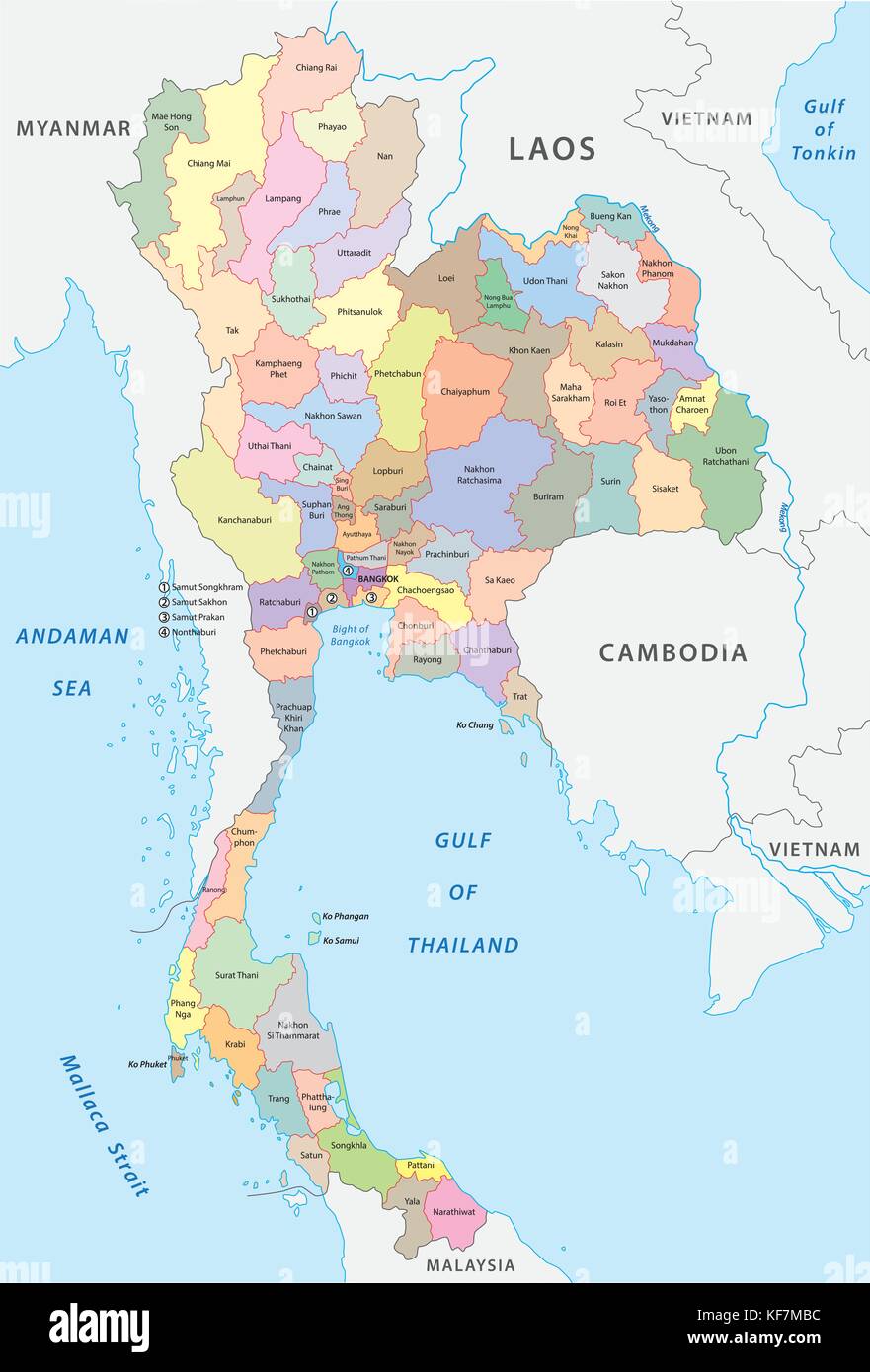 Thailandia mappa amministrativa Illustrazione Vettoriale