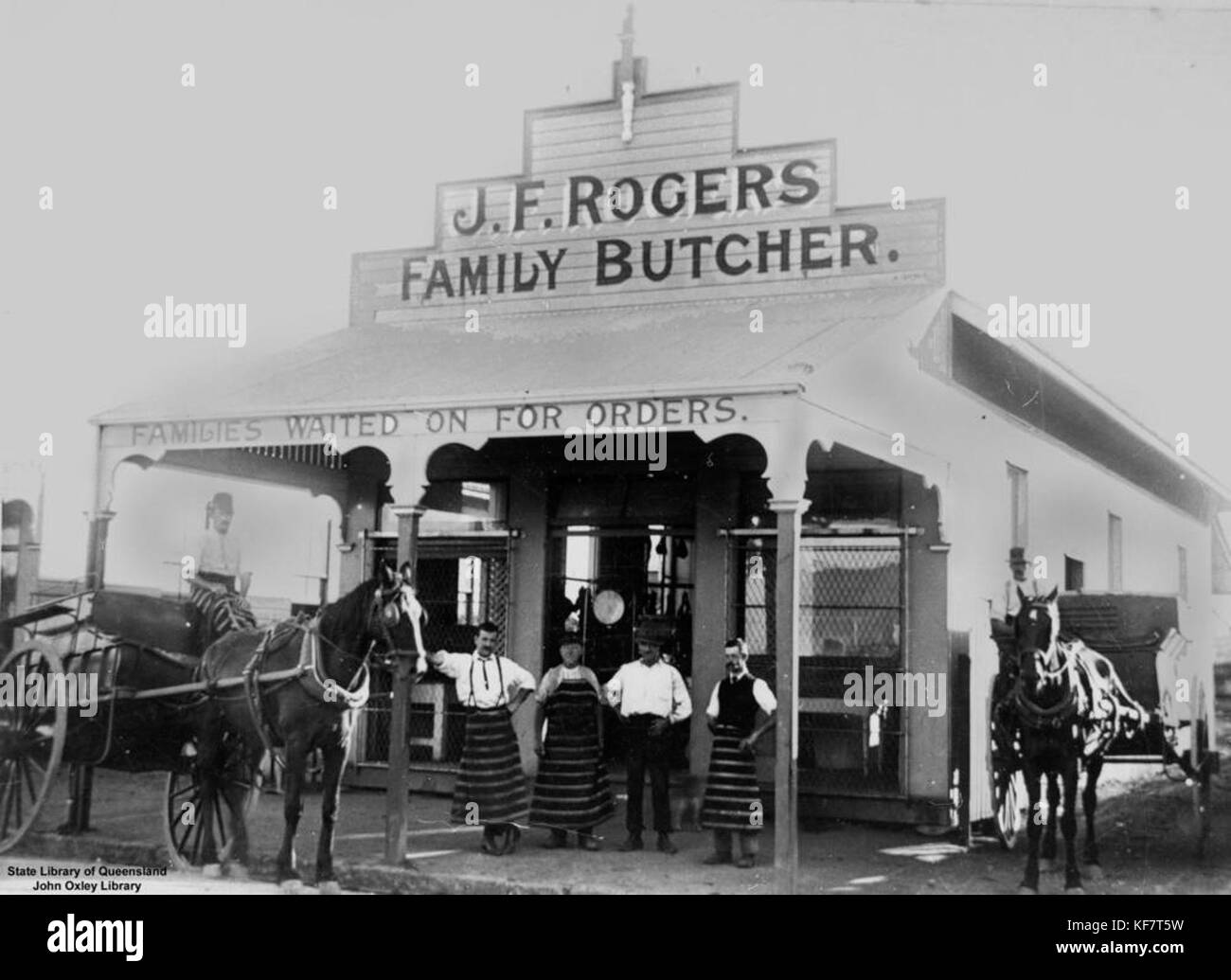 1 102708 J. F. Rogers' famiglia macelleria, pietre, angolo Brisbane, Queensland Foto Stock