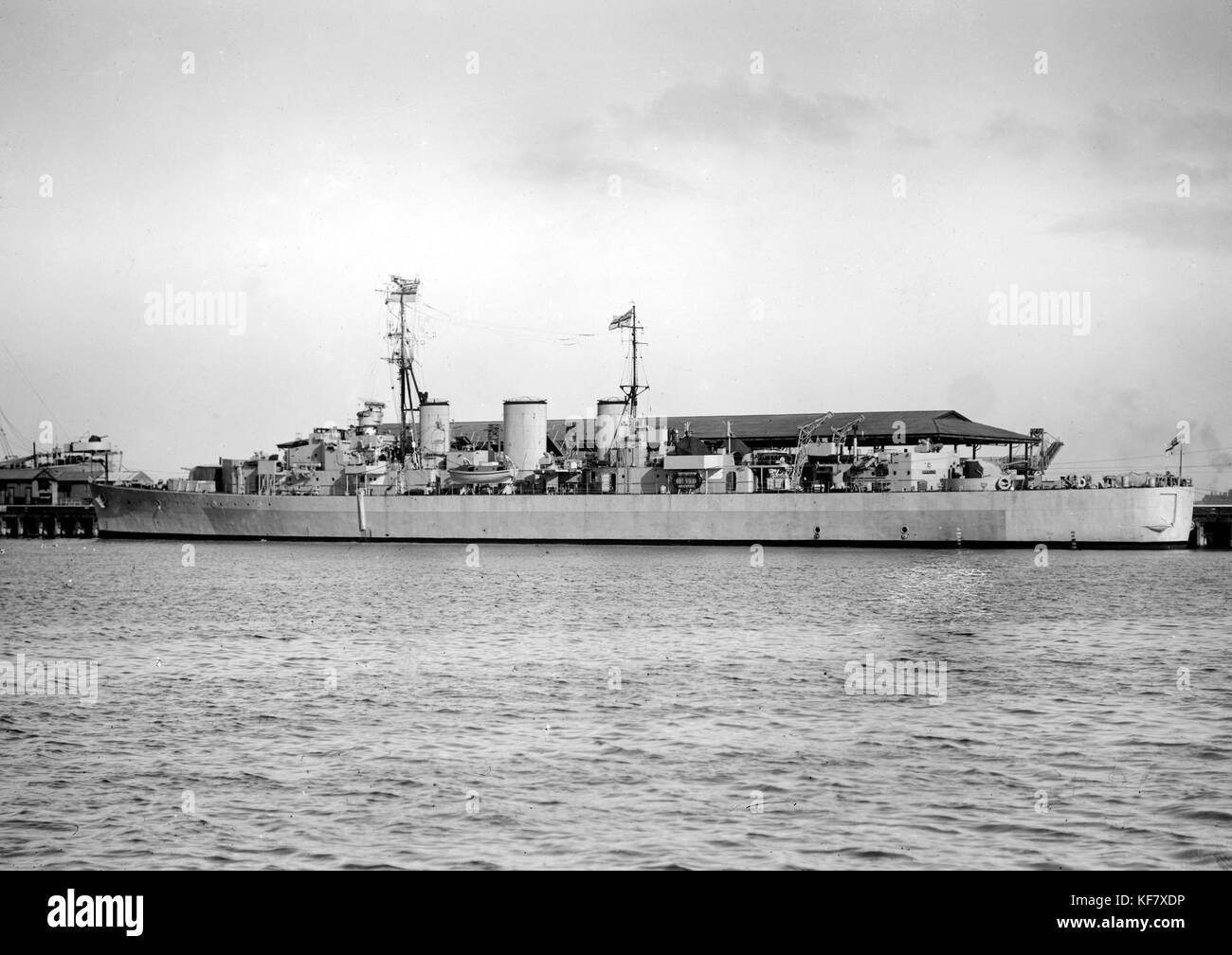 HMS Apollo, una nave navale britannica, servì nella seconda guerra mondiale e fu attiva nell'agosto del 1945, segnando la fine della guerra e delle sue operazioni nel Pacifico meridionale. Foto Stock