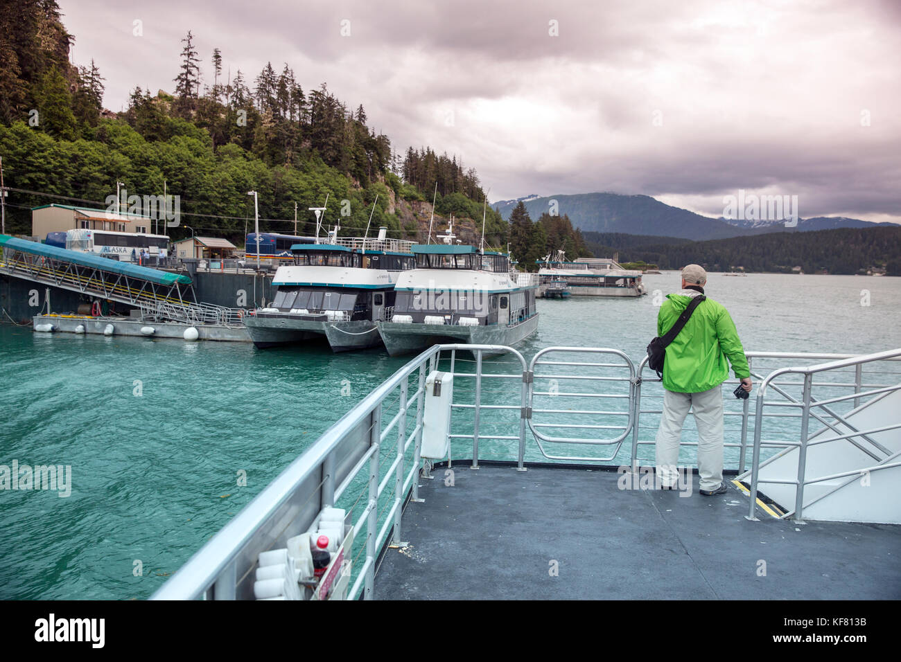 Stati Uniti d'America, Alaska juneau, whale watching ed esplorando in stephens passaggio, cercando le megattere Foto Stock