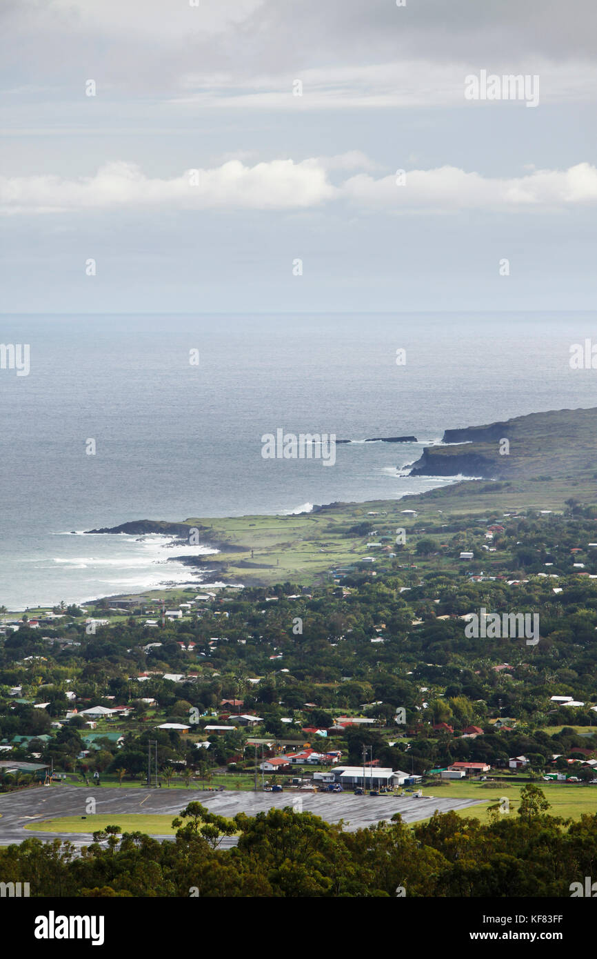 Isola di Pasqua, Cile, Isla de Pascua, Rapa Nui, vista dalla passeggiata rano kau, un vulcano estinto che forma la capezzagna sudoccidentale della pasqua isl Foto Stock