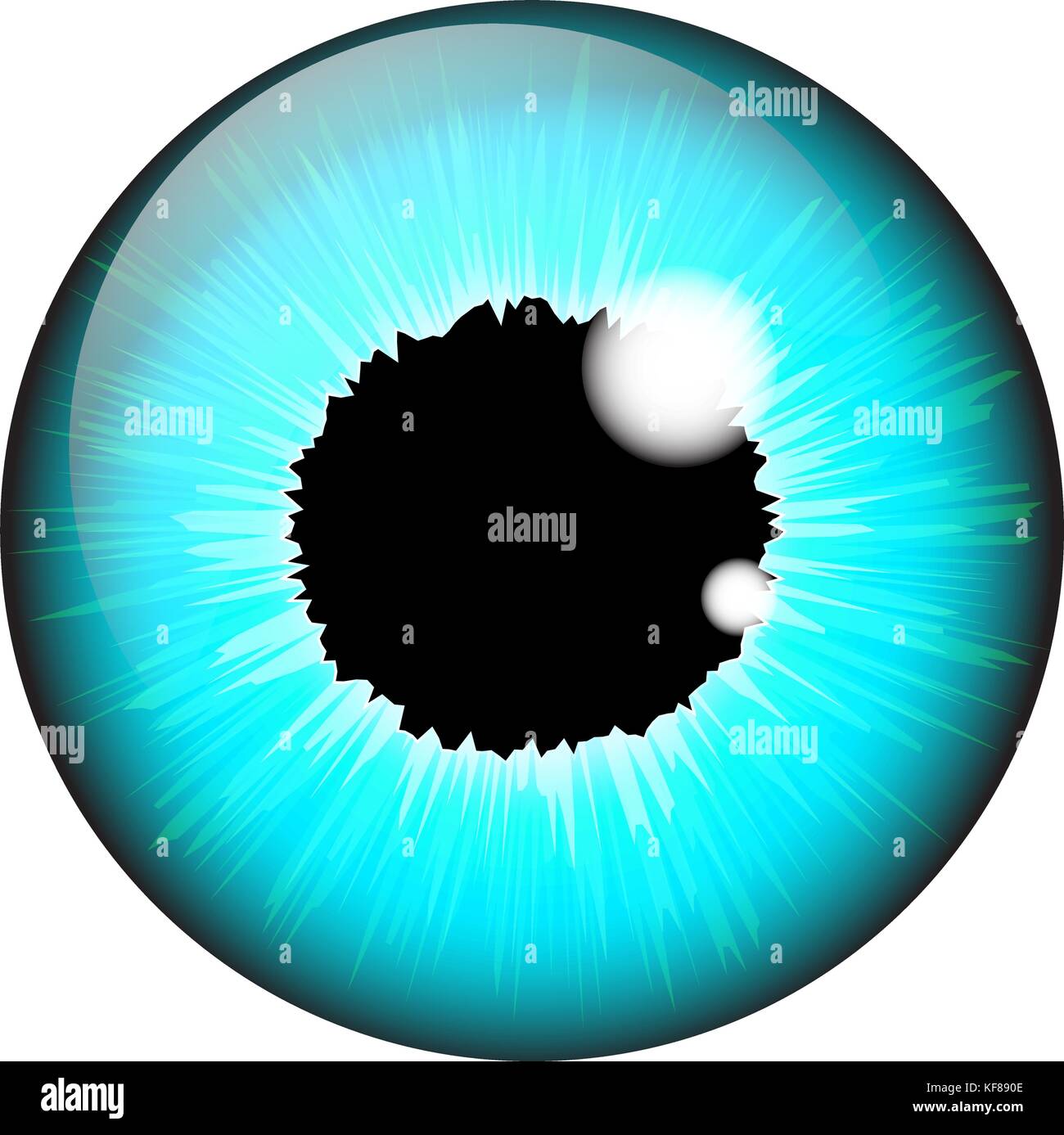 Iris blu occhio vettore realistico set design isolato su sfondo bianco Illustrazione Vettoriale