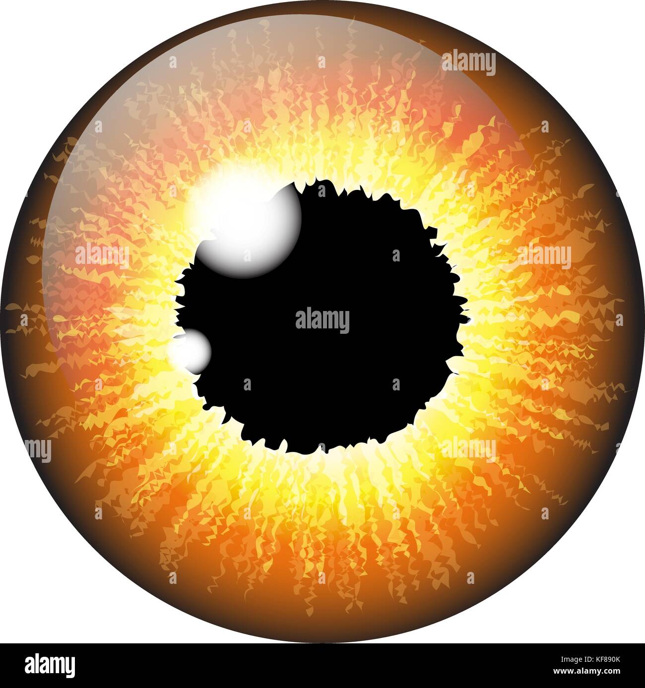 Arancione, hazel iris occhio vettore realistico set design isolato su sfondo bianco Illustrazione Vettoriale