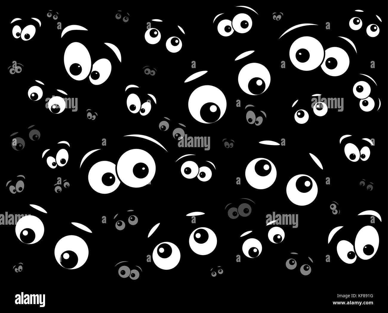 Halloween spooky scary occhi design vettore isolato su sfondo nero Illustrazione Vettoriale