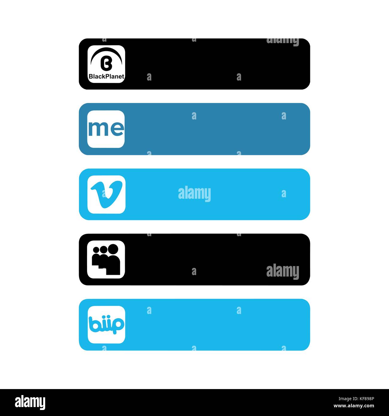 Raccolta di popolare social media logo stampato su carta: nero pianeta, biip e altri Illustrazione Vettoriale