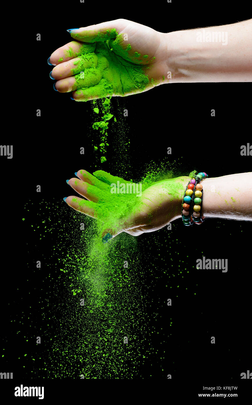 Holi dipinto di mani Foto Stock