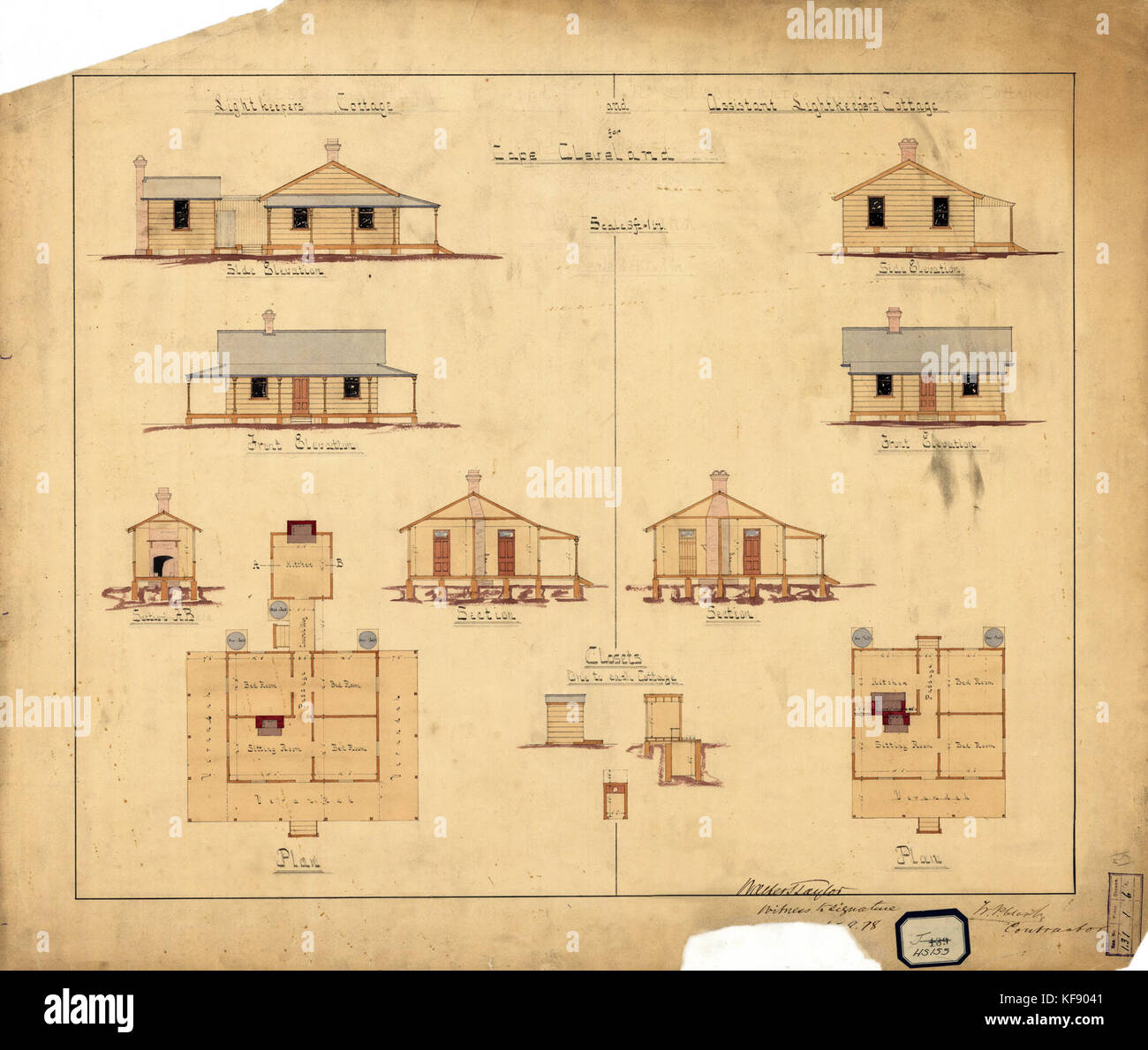 Cape Cleveland Cottages, 1878 Foto Stock