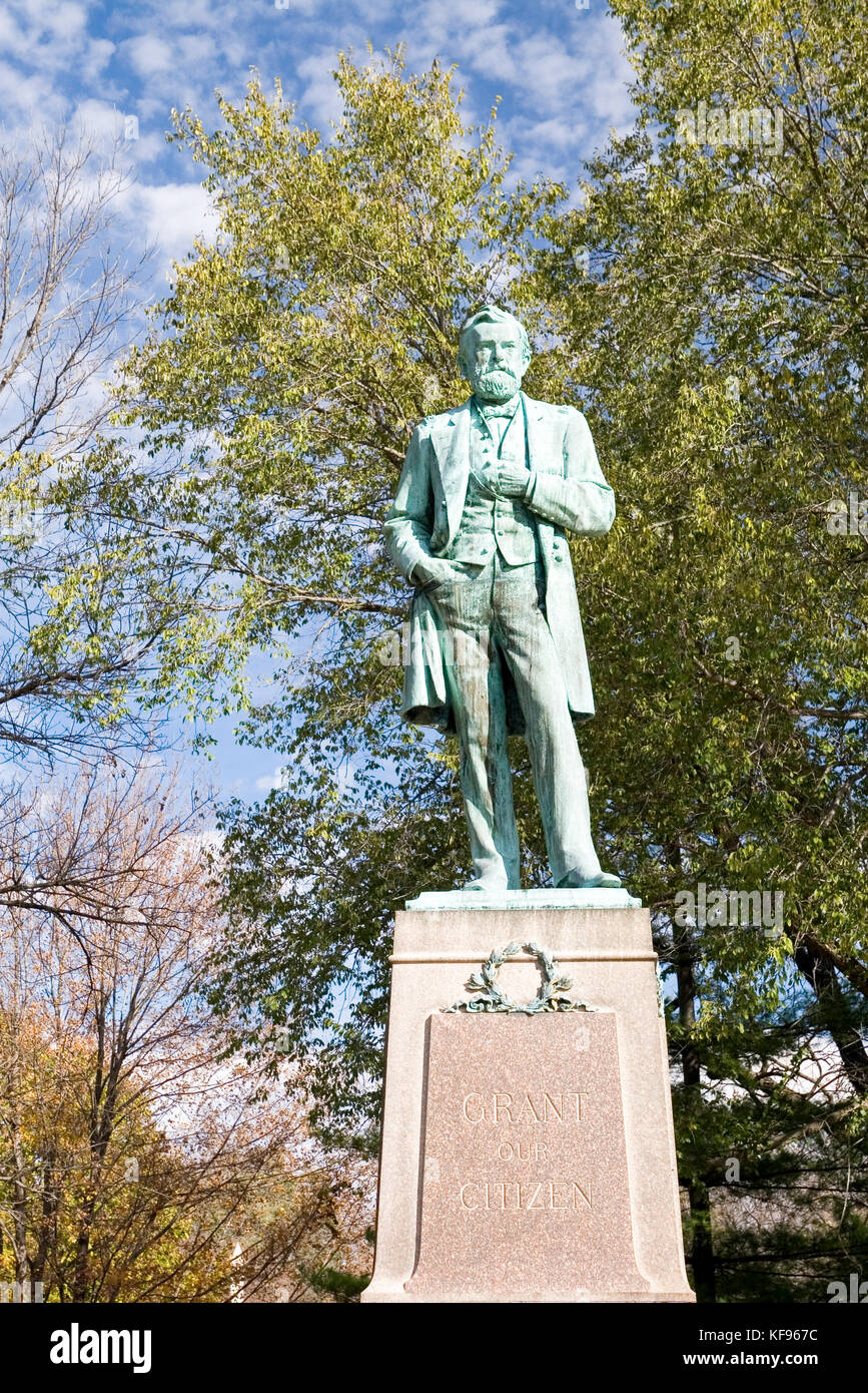 Statua di guerra civile generale e diciottesimo presidente Ulysses s. grant. galena illinois usa, Foto Stock
