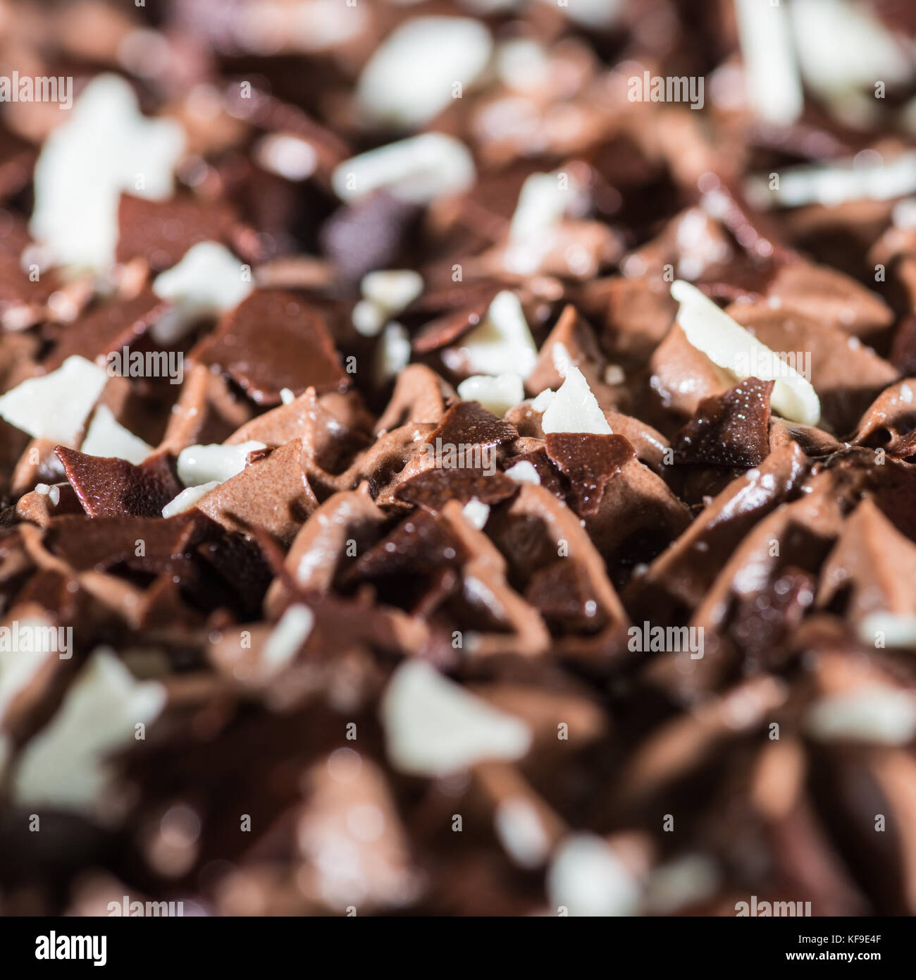 Una macro shot di una torta al cioccolato. Foto Stock