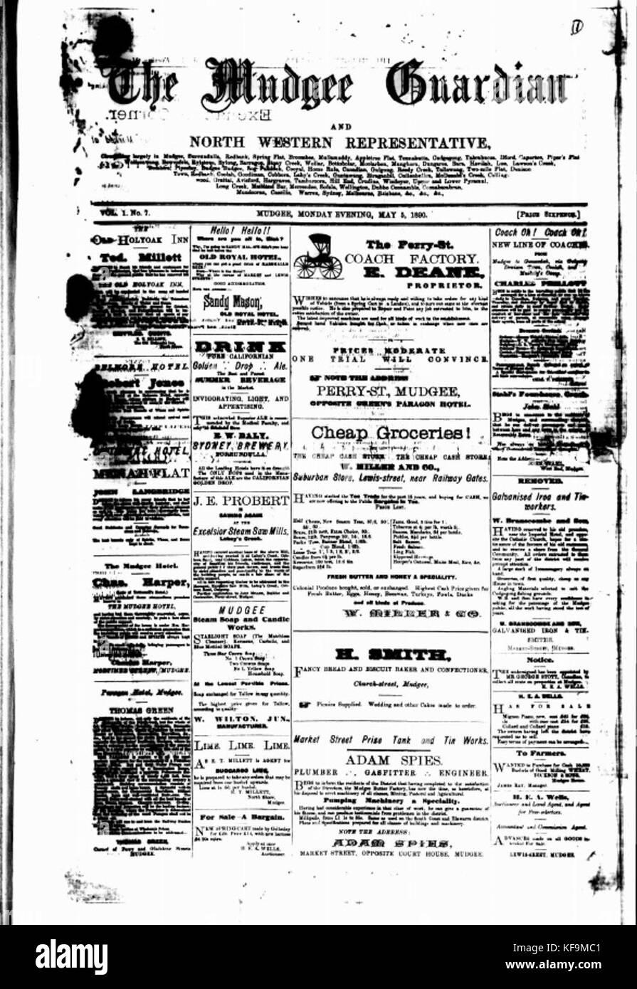 Mudgee Guardian 5 Maggio, 1890 Foto Stock