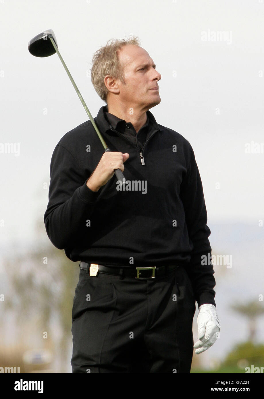 Michael Bolton gioca a golf presso il campo da Bob Hope Chrysler aprire presso il Silver Rock Resort in La Quinta, CA, mercoledì 16 gennaio, 2008. Photo credit: Francesco Specker Foto Stock