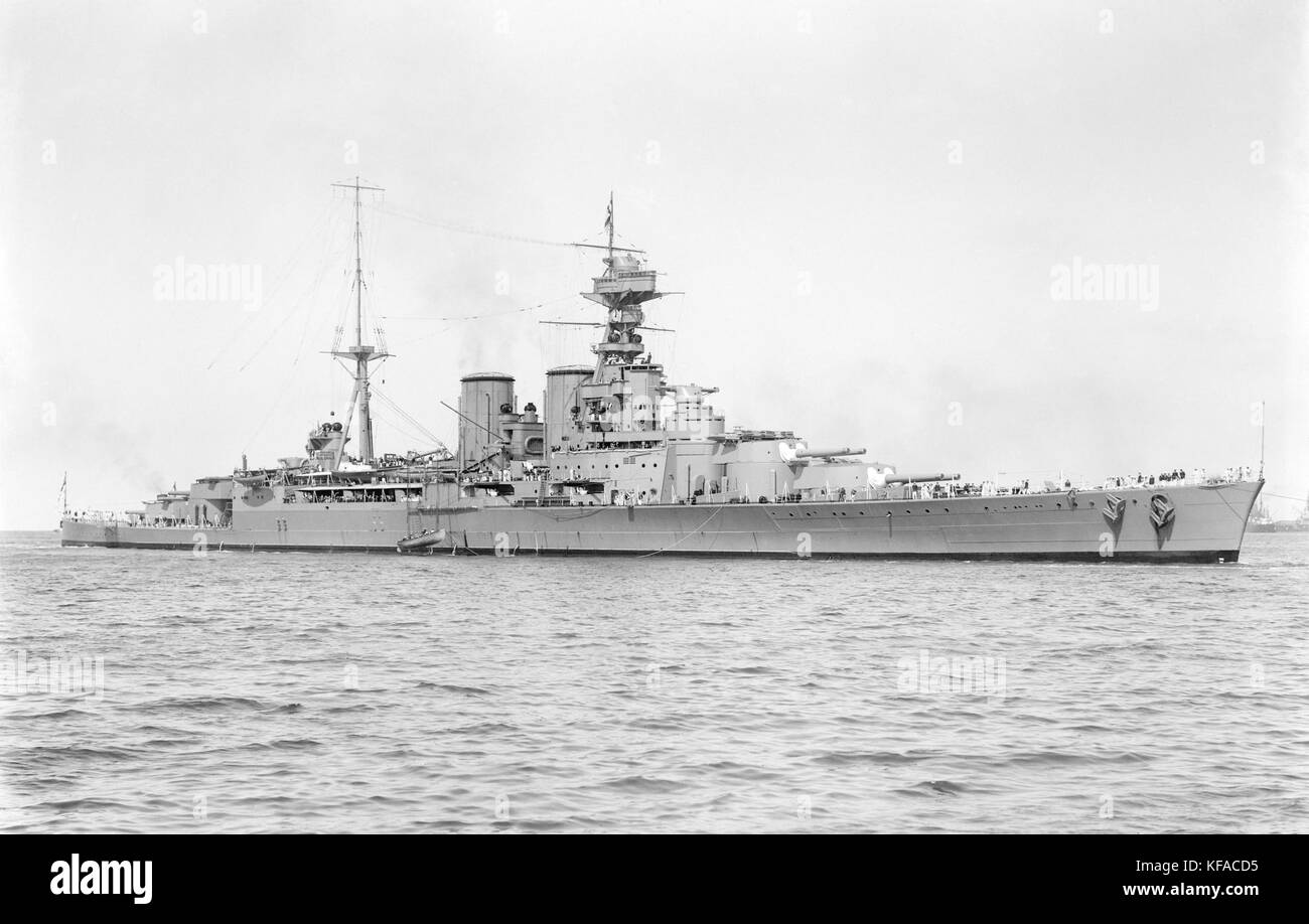 Una fotografia o registrazione della HMS Hood il 17 marzo 1924, una data significativa nella storia della Royal Navy britannica. Foto Stock
